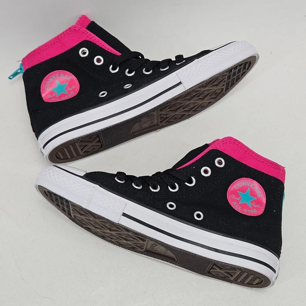 Converse Chuck Taylor All Star High Top Black Pink Teal Junior 2 645246F